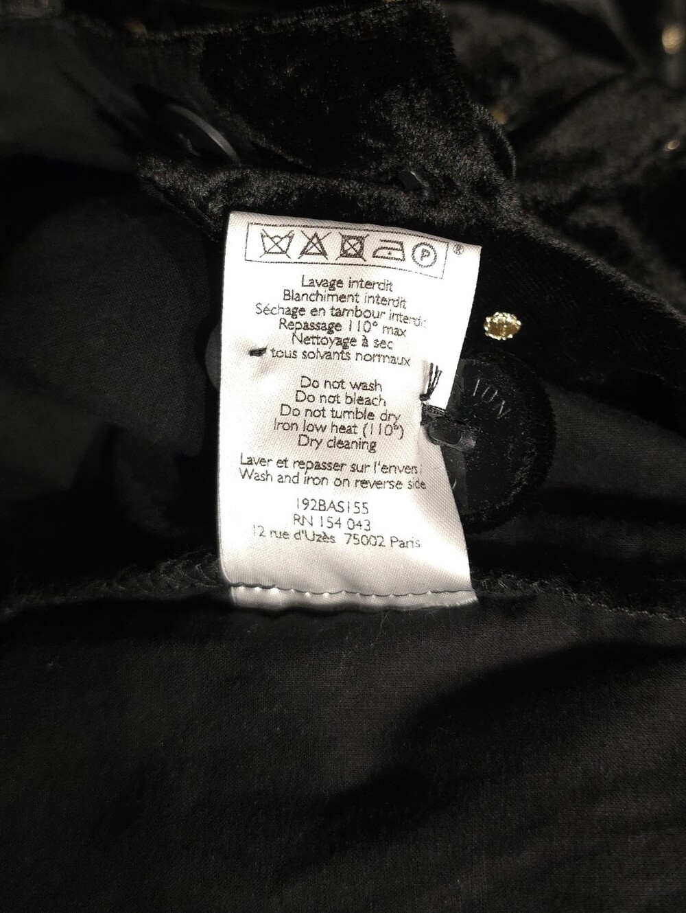 Sézane Siloe Black Velvet Gold Polka Dot Embroidered Overalls Suspenders - Picture 6 of 9